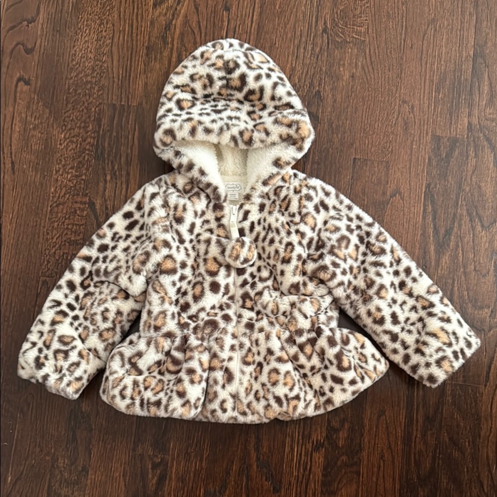 🐆 Mud Pie Leopard Print Girls Hooded 
Fall & Winter Jacket ~ Sz 2T